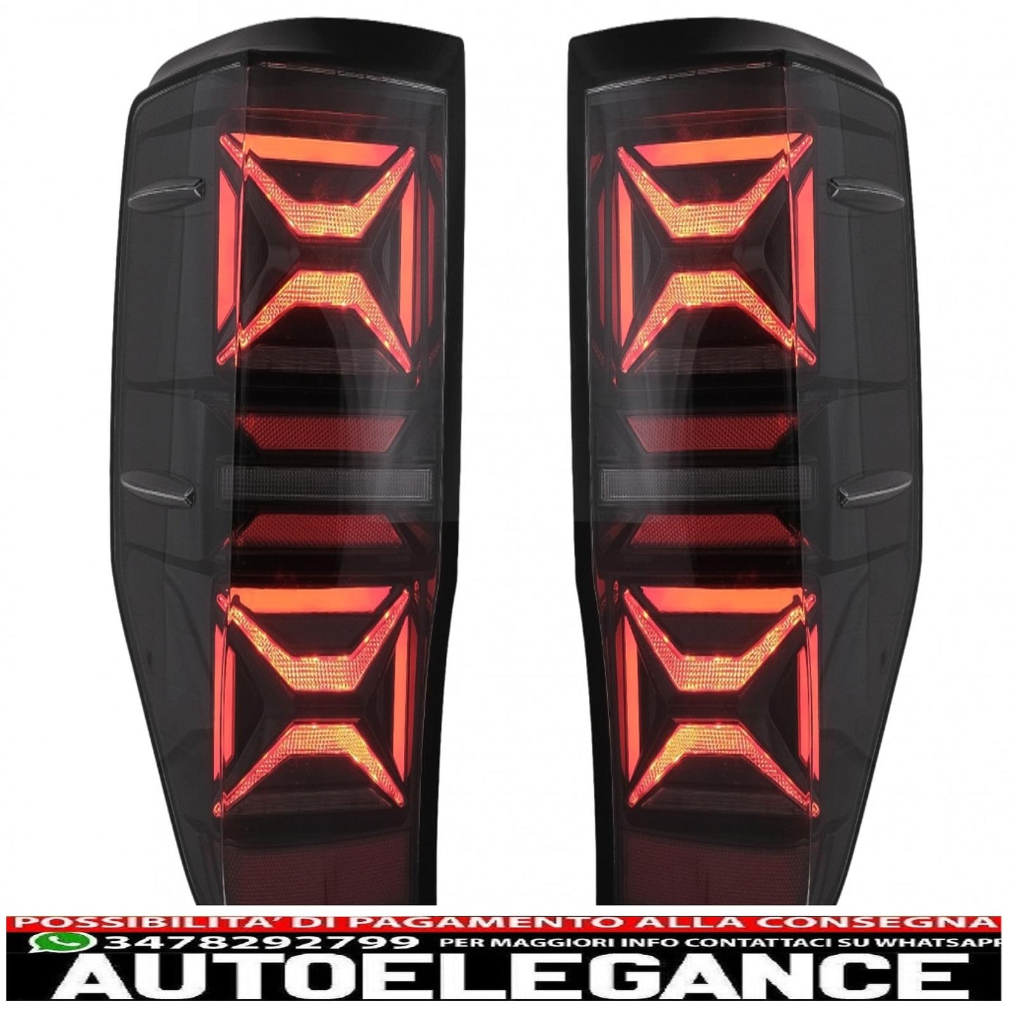 LED rear lights suitable for Ford Ranger (2012-2018) smoked with dynamic sequential direction indicators