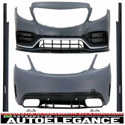 Complete body kit with muffler tips suitable for mercedes c-class w205 sedan (2014-2020) c63s edition 1 design