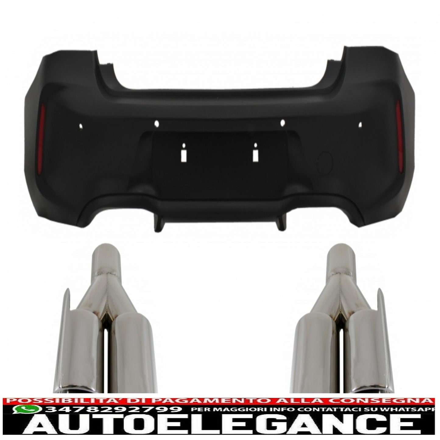 Rear bumper suitable for bmw 1 series f20 f21 lci (2015-06.2019) with quad m2 design exhaust tips 