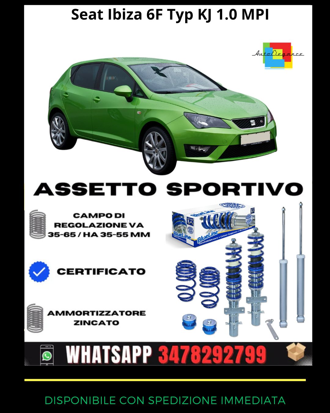 🔥Assetto sportivo adatto per  Seat Ibiza Tipo 6J e 6P 1.2, 1.4, 1.6, 1.4 TDi🔥