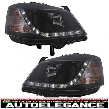 drl led headlights suitable for opel astra g (09.1997-02.2004) black 
