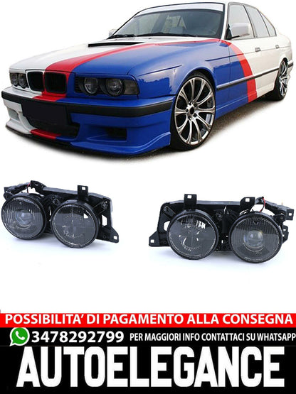 Aftermarket Black Smoke Headlight Pair Compatible with BMW 5 Series E34 88-95 7 Series E32 88-94 
