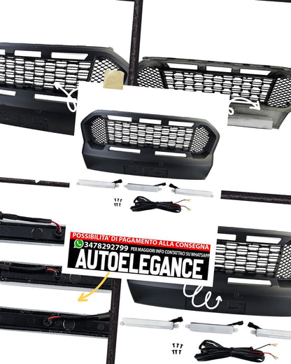 Griglia a nido d'ape Performance nera con LED adatta per Ford Ranger T8 19-23