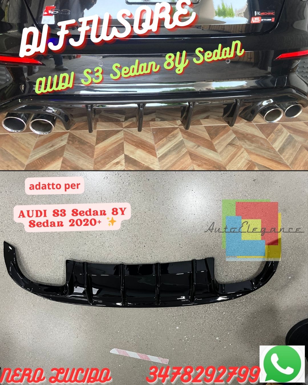 ✨DIFFUSORE ADATTO PER AUDI S3 Sedan 8Y 2020+ ✨