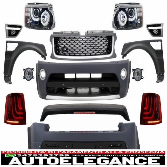 kit carrozzeria completo adatto per land rover sport l320 facelift (2009-2013) design autobiografia glohh fanali posteriori a led gl-3 dinamici