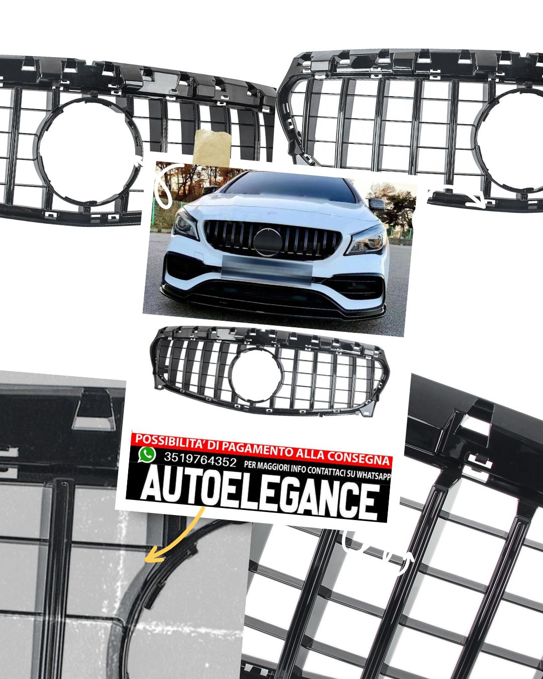 GT Panamericana grille suitable for Mercedes CLA W117 X117 from 16 all black 