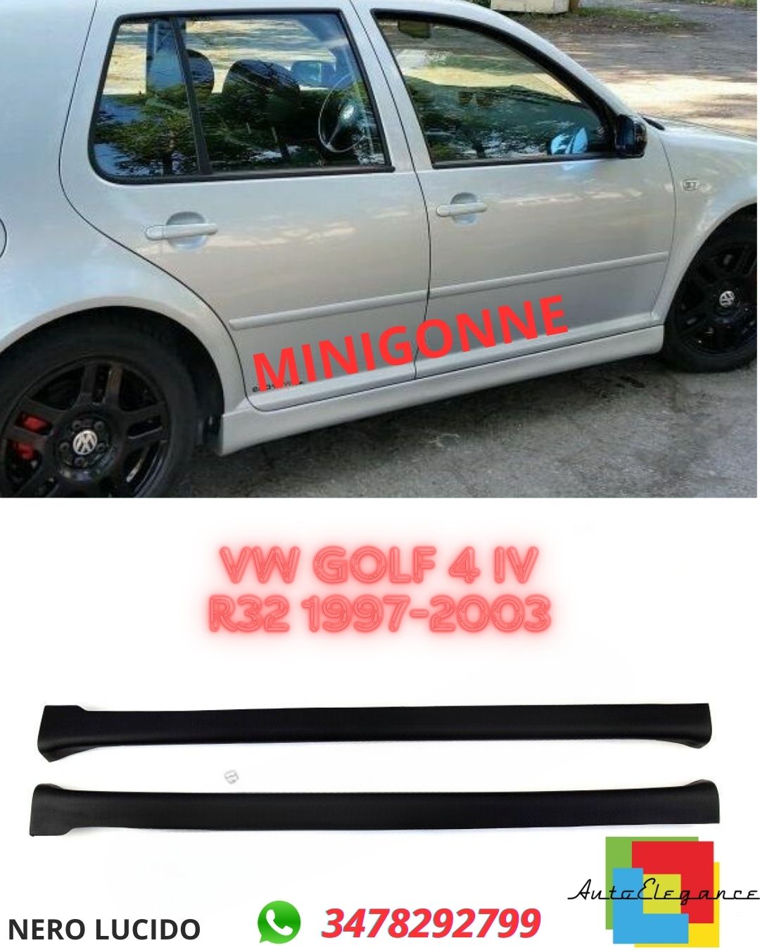 ✨MINIGONNE LATARALI ADATTE  PER VW GOLF 4 IV R32 5-porte 1997-2003 e VW BORA✨
