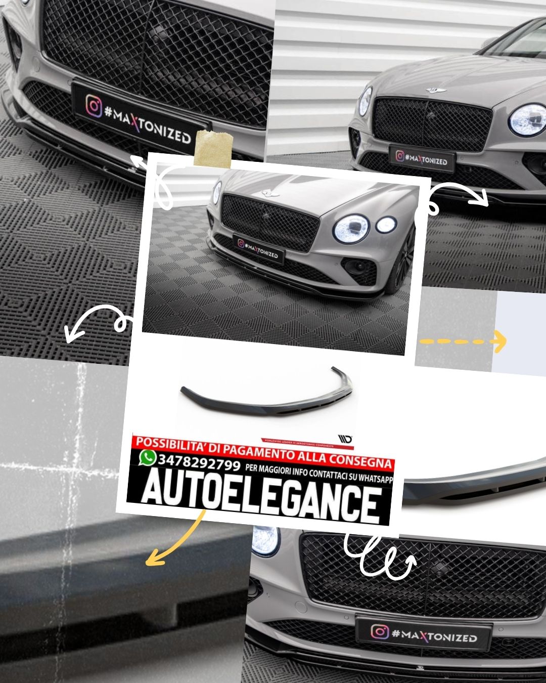 SPLITTER ANTERIORE adatto per BENTLEY CONTINENTAL GT MK3  (2018 - )