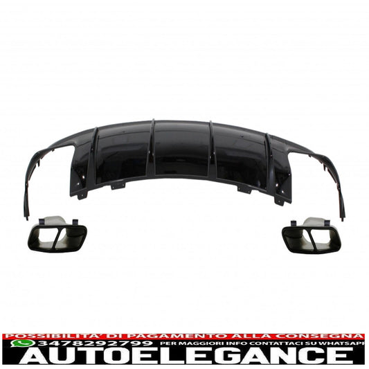Diffusore d'aria per paraurti posteriore con terminali di scarico adatti per Mercedes Cla W117 X117 Shooting Brake (2013-2018) Facelift Cla45 Look Nero