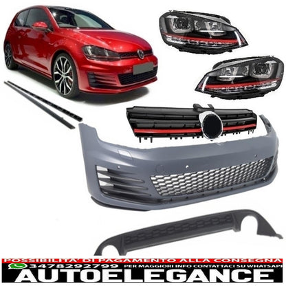 complete body kit suitable for vw golf 7 vii 2013-2016 gti look with front grille and led drl headlights 