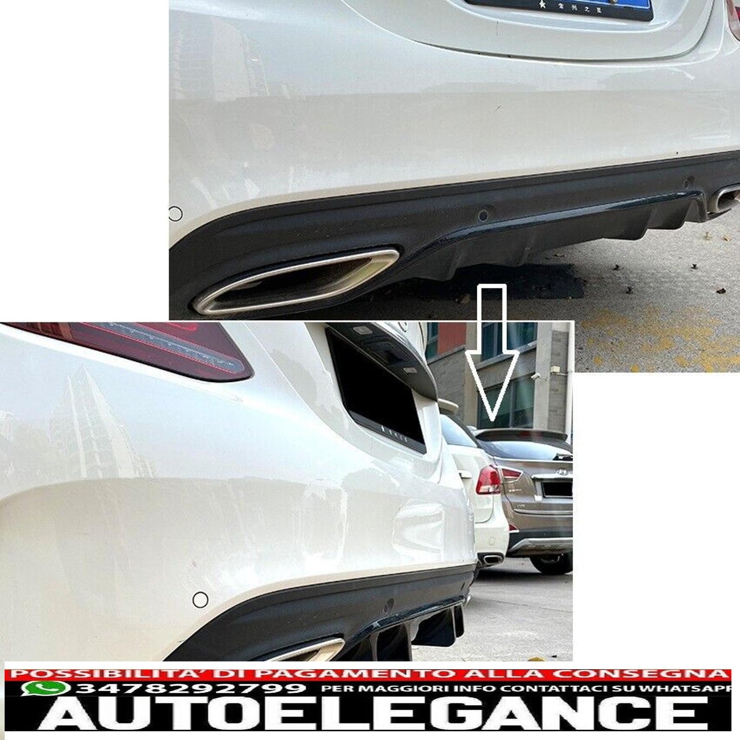 diffusore sottospoiler adatto per mercedes w205 con equipaggiamento esterno amg