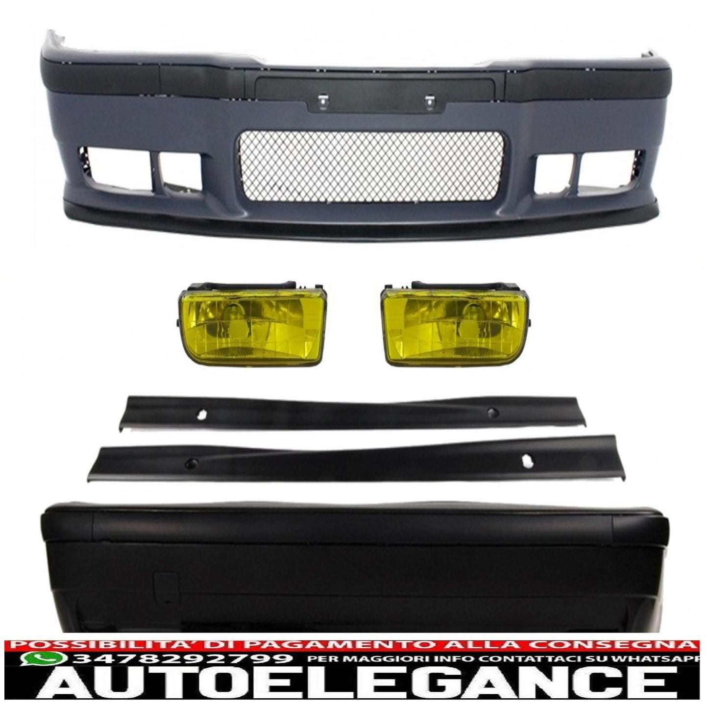 kit carrozzeria completo adatto per bmw serie 3 e36 1992-1998 design m3 con minigonne laterali fendinebbia