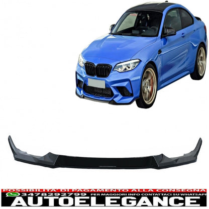 Front Bumper Spoiler Fit For BMW 2 Series F87 M2 (2016-2020) Piano Black 