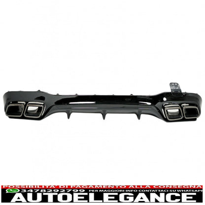Rear diffuser with black tailpipes suitable for mercedes e class w213 sport line (2016-2019) e63 design night package 