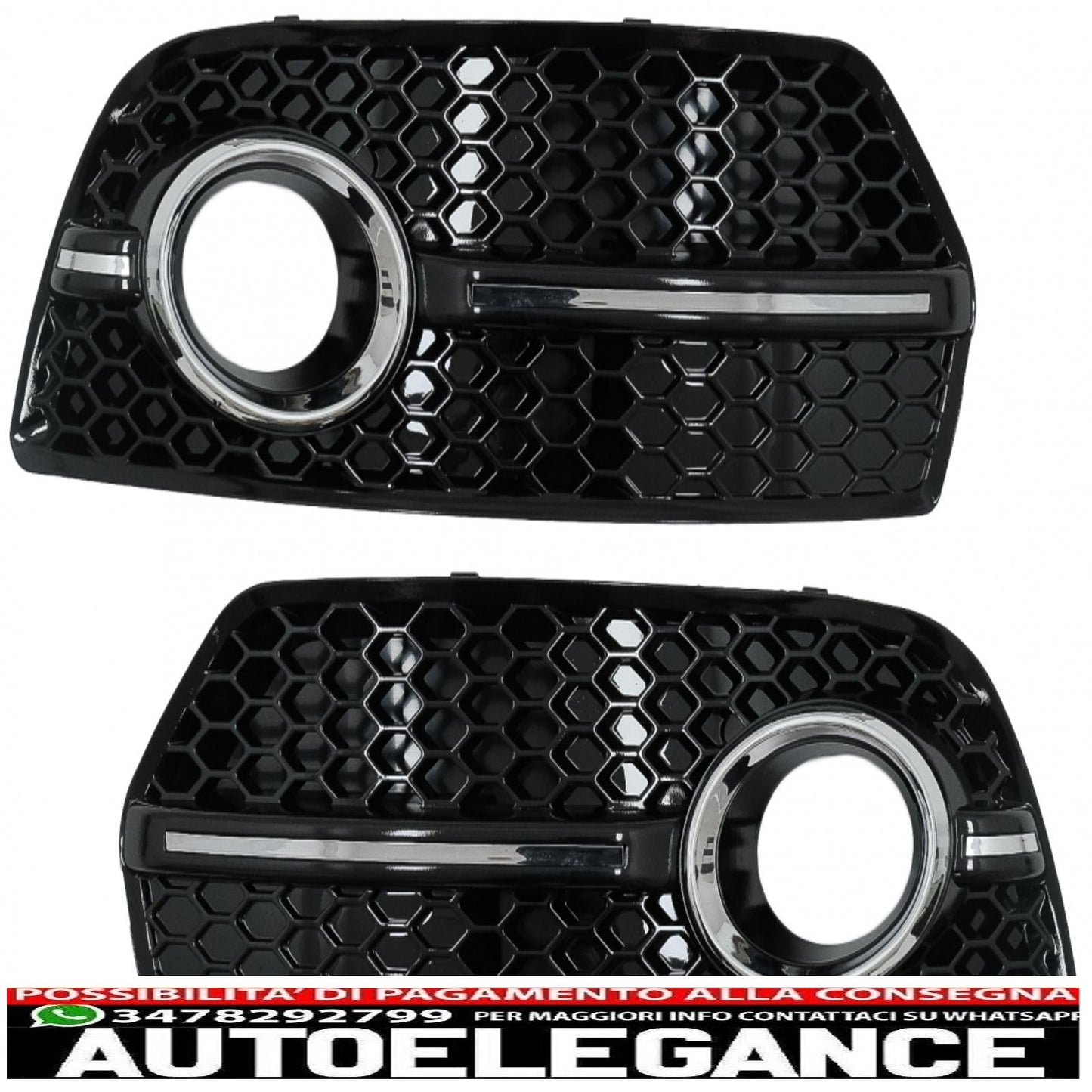 Copri fendinebbia griglie laterali adatto per audi q5 suv 8r (2008-2011) rs design piano nero cromato AUTOELEGANCERICAMBI
