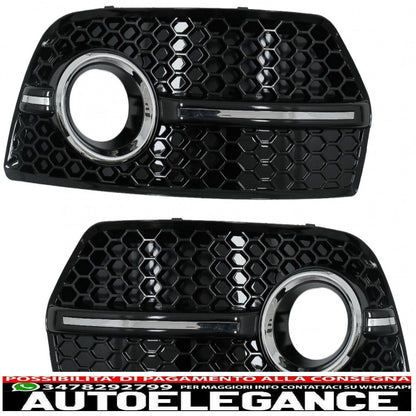 Copri fendinebbia griglie laterali adatto per audi q5 suv 8r (2008-2011) rs design piano nero cromato AUTOELEGANCERICAMBI