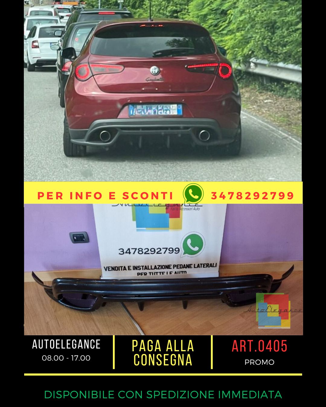 🔥0405 DIFFUSER SUITABLE FOR GIULIETTA LOOK CLOVER LEAF CLOVER BLACK GLOSSY🔥