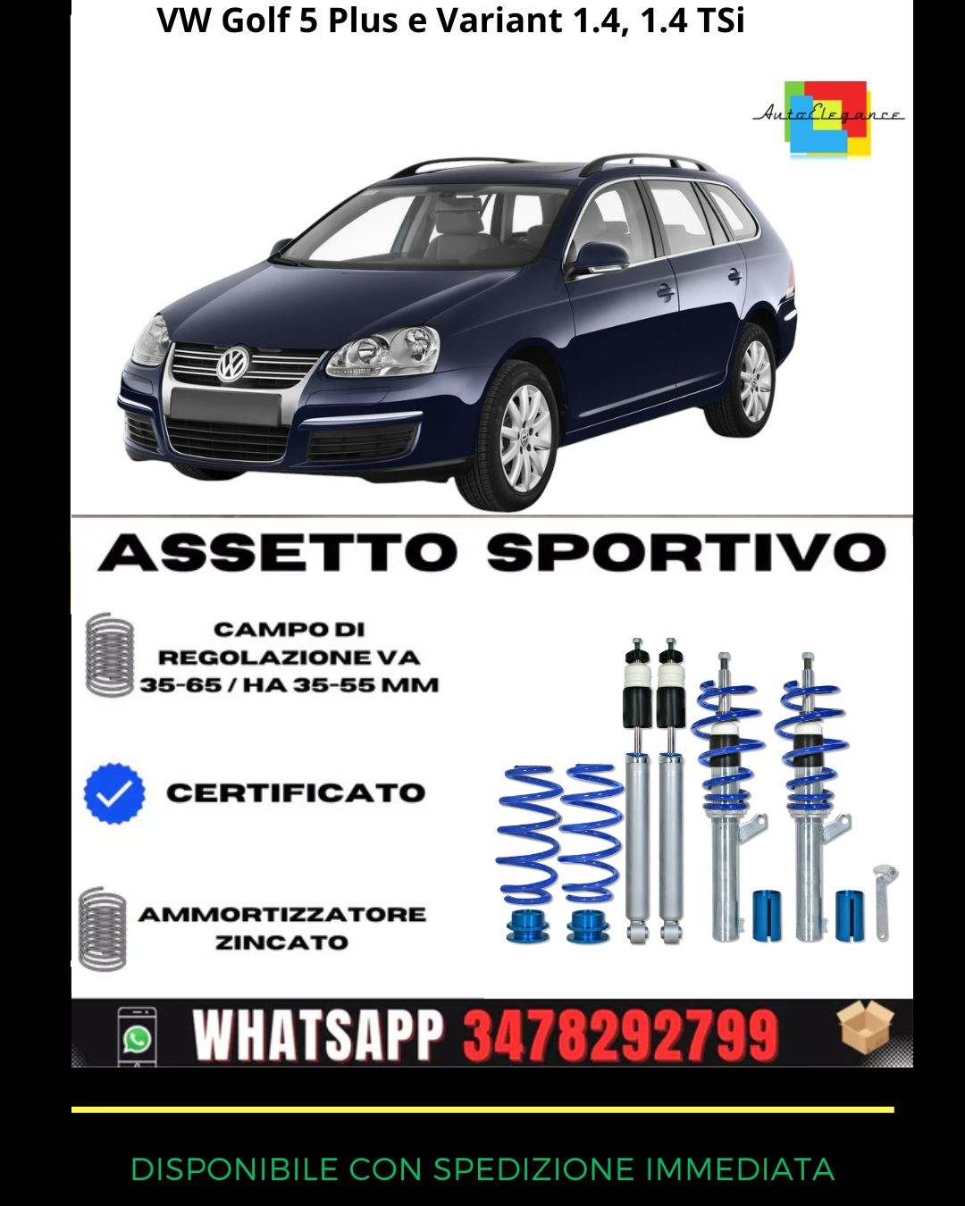 🔥Assetto sportivo ADATTO PER VW Golf 5 Plus e Variant 1.4, 1.4 TSi🔥