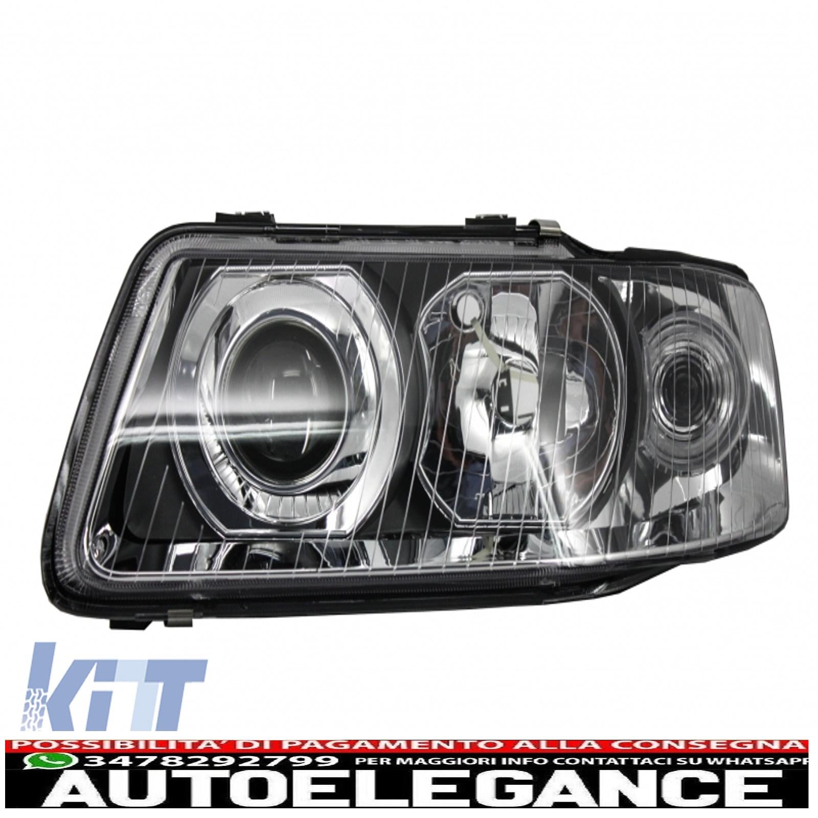 adatto per audi a3 8l (2000-2003) ricambio faro lato sinistro fondo cromato 8l00941003k 8l0941003af AUTOELEGANCERICAMBI