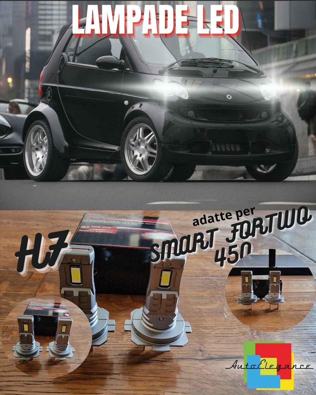 H7 LED KIT FOR SMART FORTWO 450 6000K WHITE 6000 LUMEN CANBUS LOW BEAM