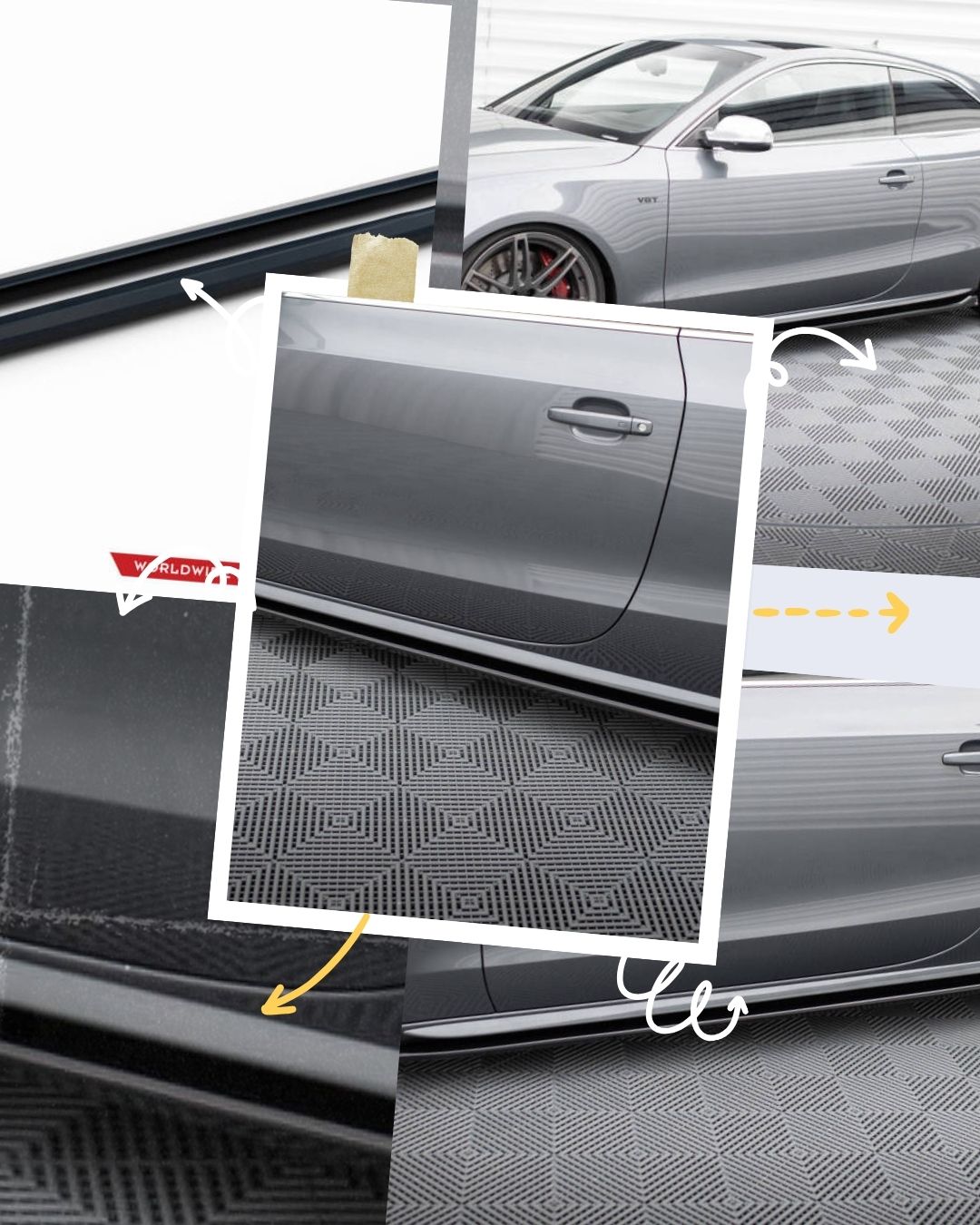 MINIGONNE LATERALI adatte per V.2 AUDI S5 / A5 S-LINE COUPE 8T 2007 - 2016