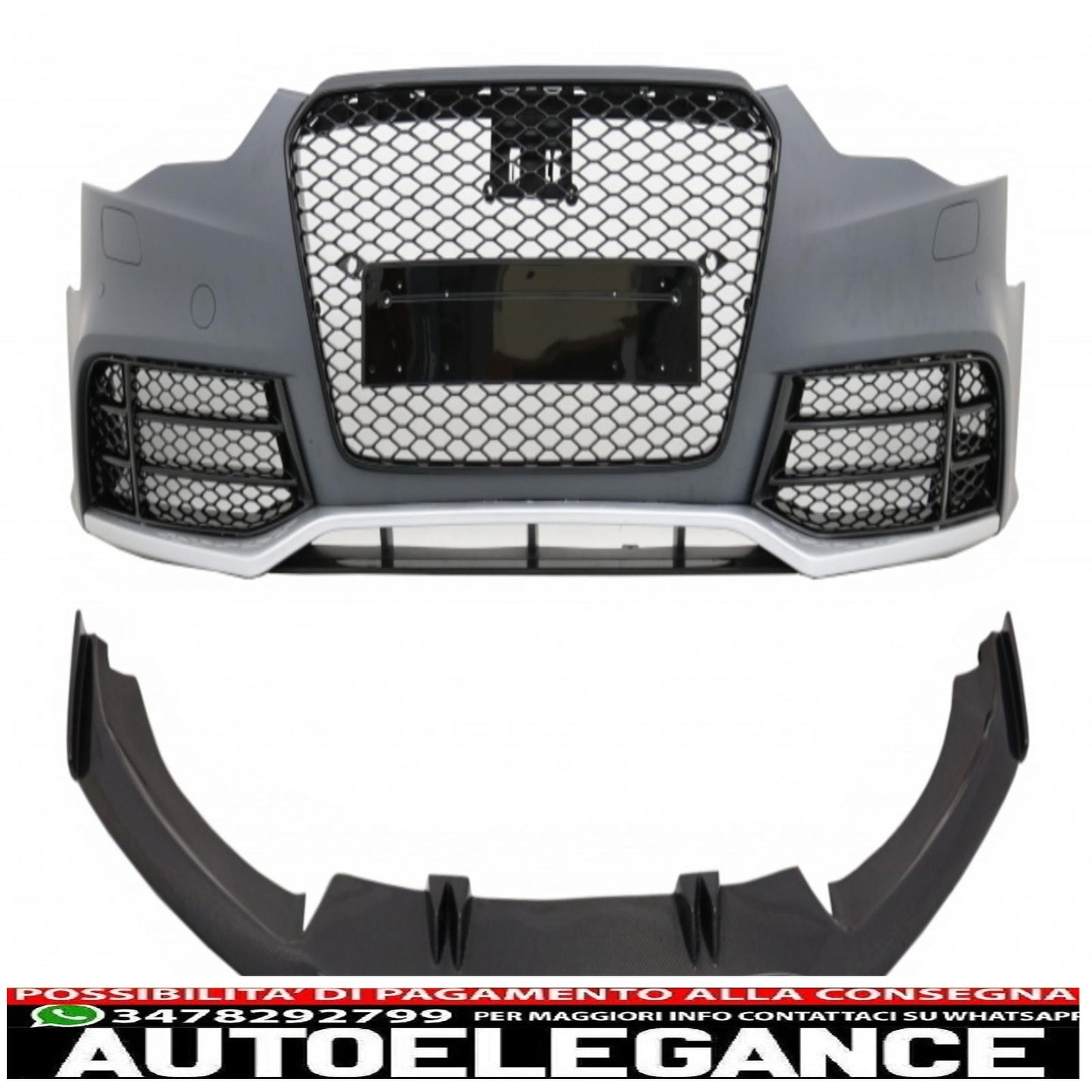 paraurti anteriore adatto per audi a5 8t restyling (2012-2016) con spoiler aggiuntivo sul paraurti design rs5