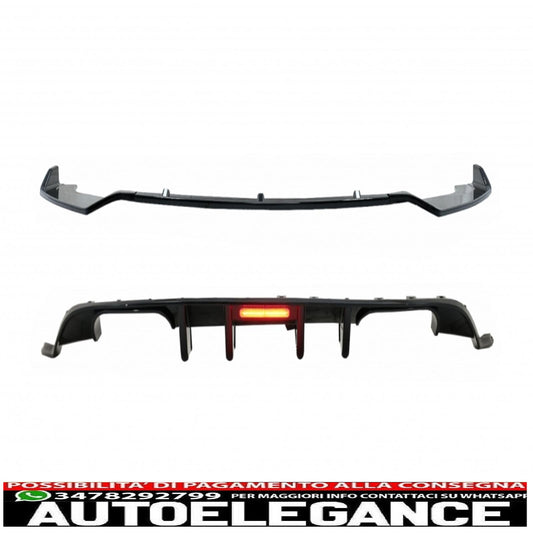 diffusore d'aria per paraurti posteriore con riflettore rosso a led adatto per vw golf 7.5 (2017-2019) e spoiler per estensione del labbro del paraurti anteriore nero pianoforte