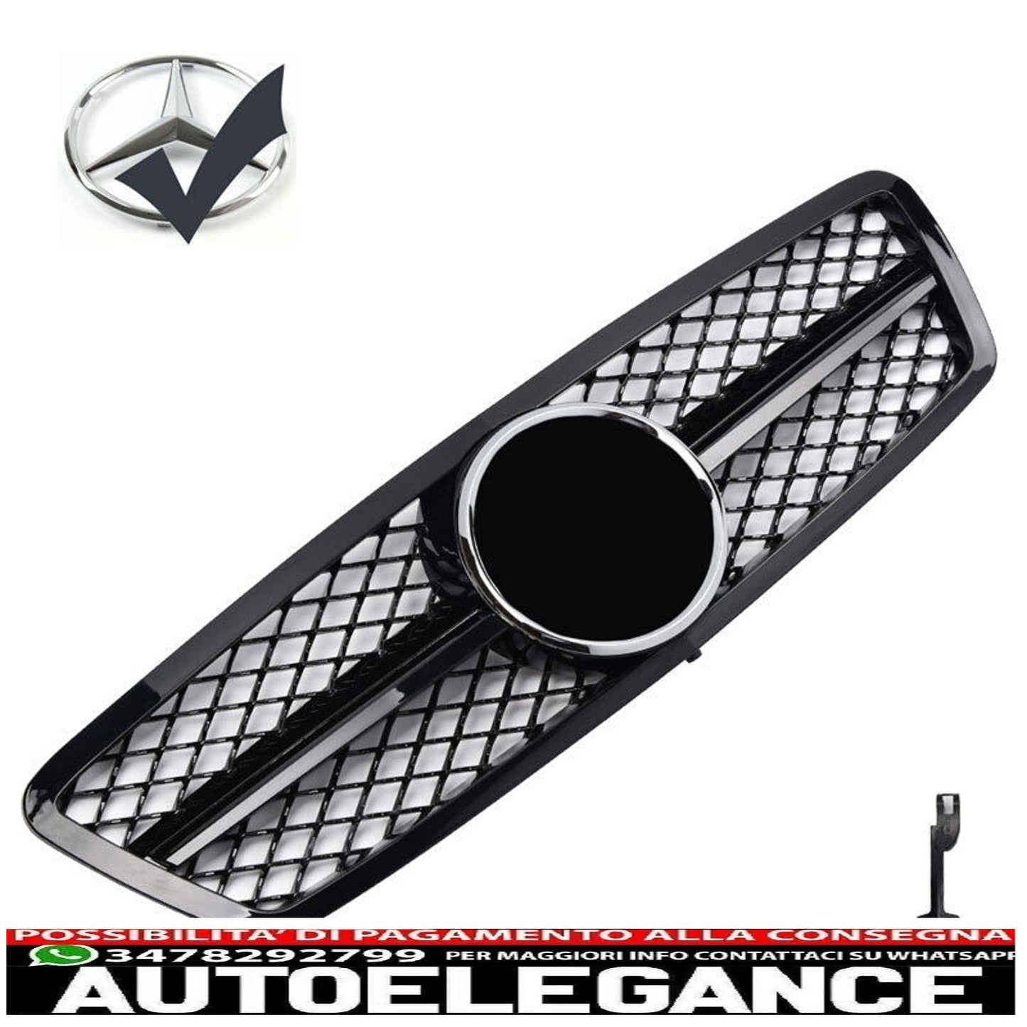 Griglia del radiatore sportiva per Mercedes W203 S203 nero lucido