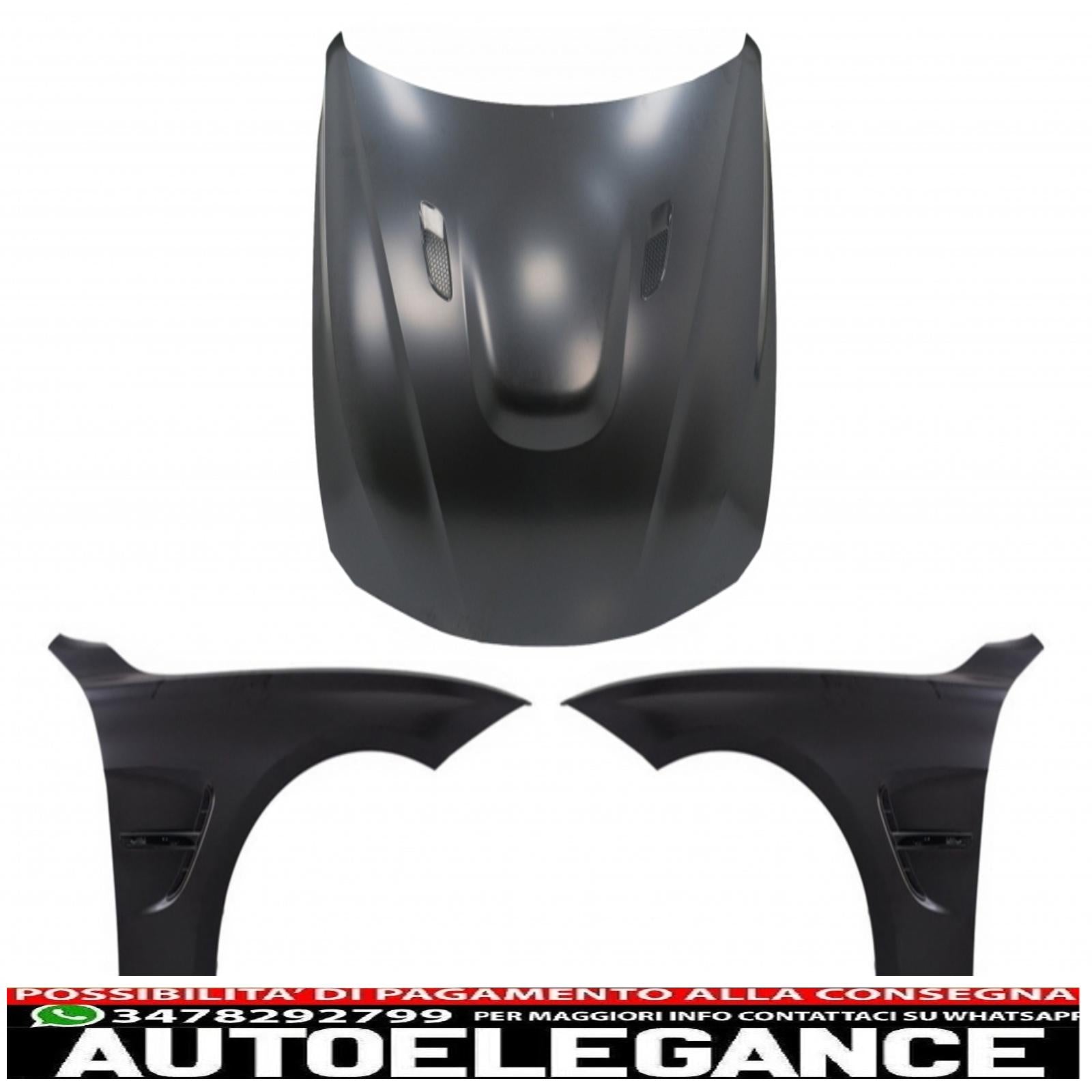 cofano cofano con parafanghi anteriori nero adatto a bmw serie 3 f30 f31 (2011-2019) m3 gts look AUTOELEGANCERICAMBI