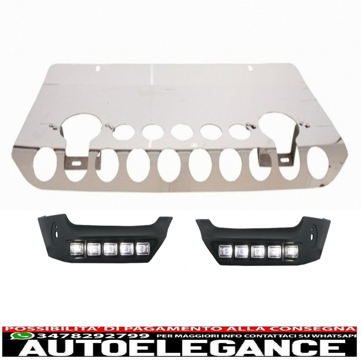 Pacchetto protezione sottoscocca per fuoristrada con piastra paramotore con luci drl adatto per mercedes classe G w463 (1989-2017)