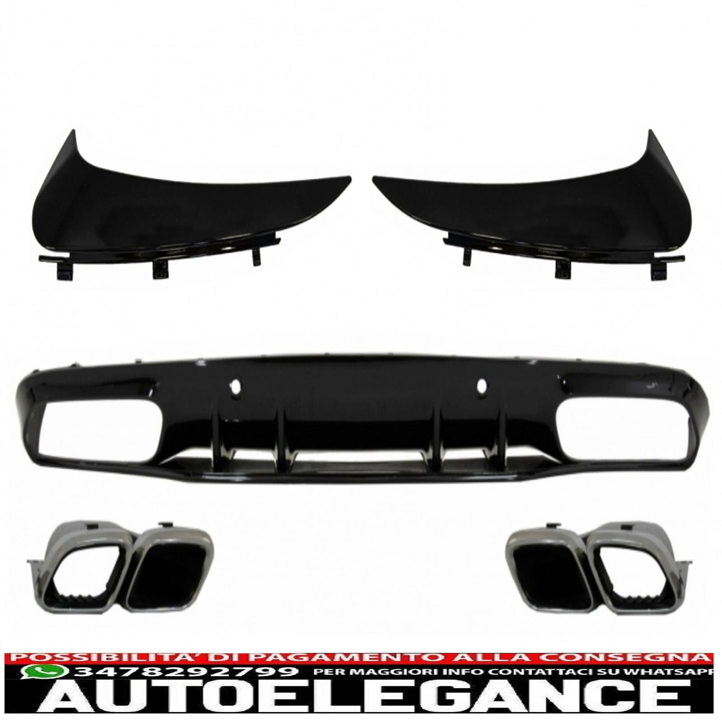 Diffusore mantovana per paraurti con alette paraurti posteriore adatto per mercedes classe c c205 a205 coupe cabriolet (2014-2019) restyling c63s design