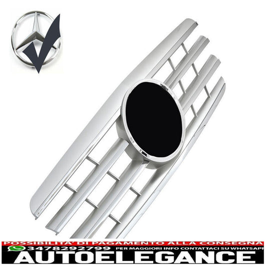 Sport radiator grille for Mercedes W210 S210 E 1999-2002 silver + chrome 