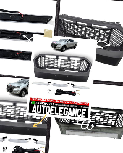 Griglia a nido d'ape Performance nera con LED adatta per Ford Ranger T7 16-19
