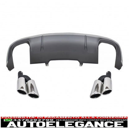 Diffusore paraurti posteriore con terminali di scarico terminali di scarico adatti per audi a4 b9 8w berlina avant s-line (2016-2018) s4 design