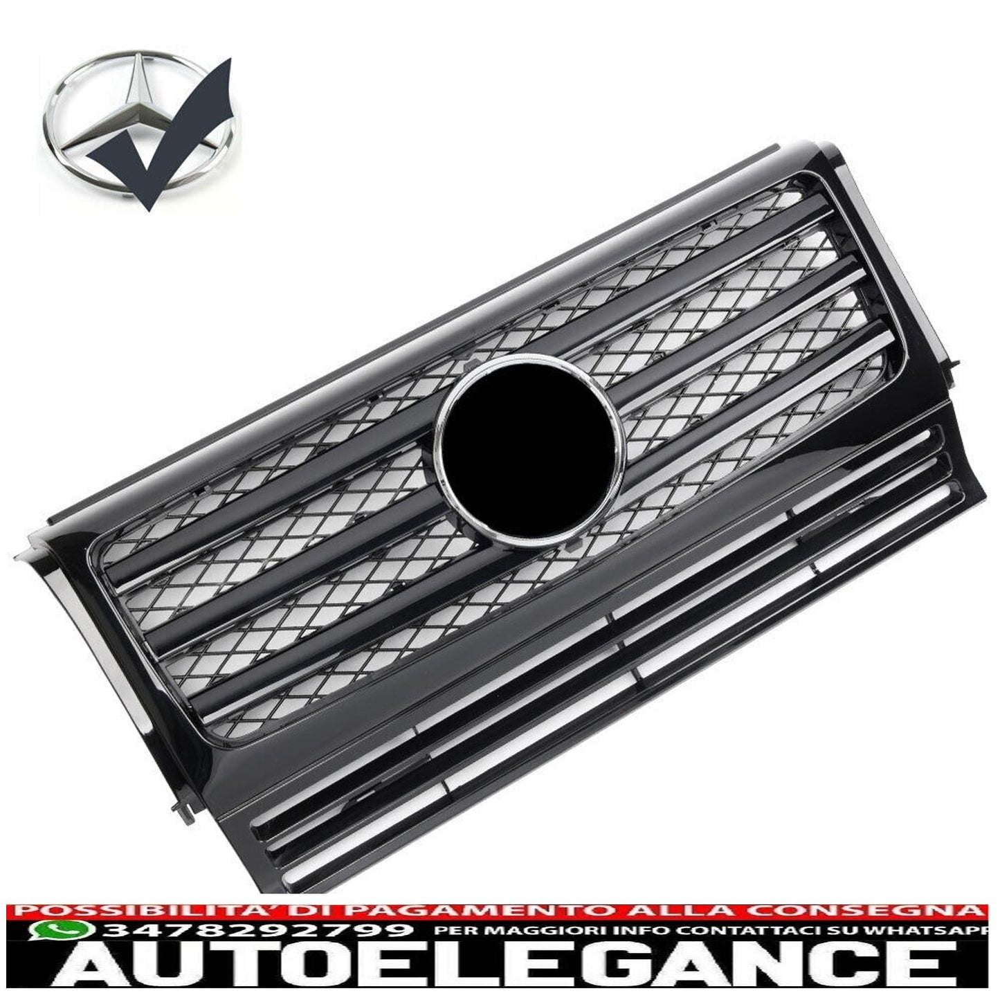 Sport radiator grille suitable for Mercedes W463 G 1990-2018 glossy black look 
