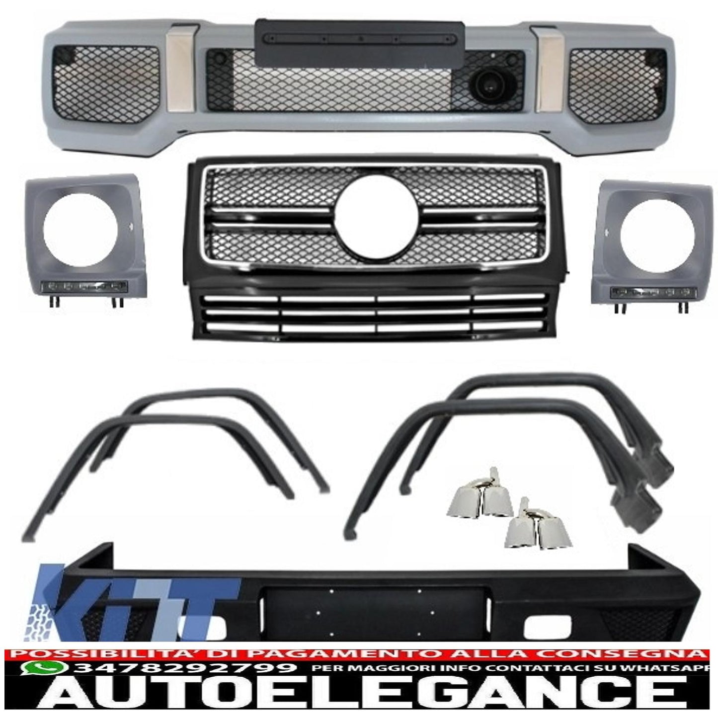 Complete conversion retrofit body kit with tailpipes suitable for mercedes g-class w463 (1989-2018) g63 g65 design 