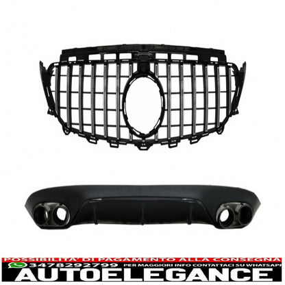 rear diffuser with exhaust tips and central grille with 360° camera suitable for mercedes e class c238 amg sport line (2016+) e53 gt-r design