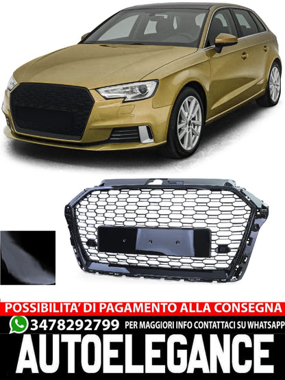 Griglia Sportiva Griglia A Nido D'ape Nero Lucido compatibile Per Audi A3 8V 16-20 Senza ACC
