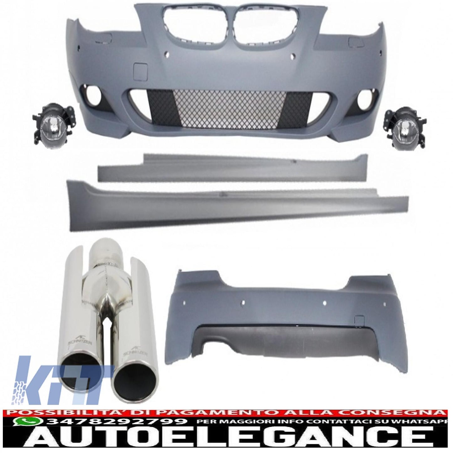 m-technik body kit suitable for bmw e60 (5 series) (2003-2010) with acs-look exhaust silencer 