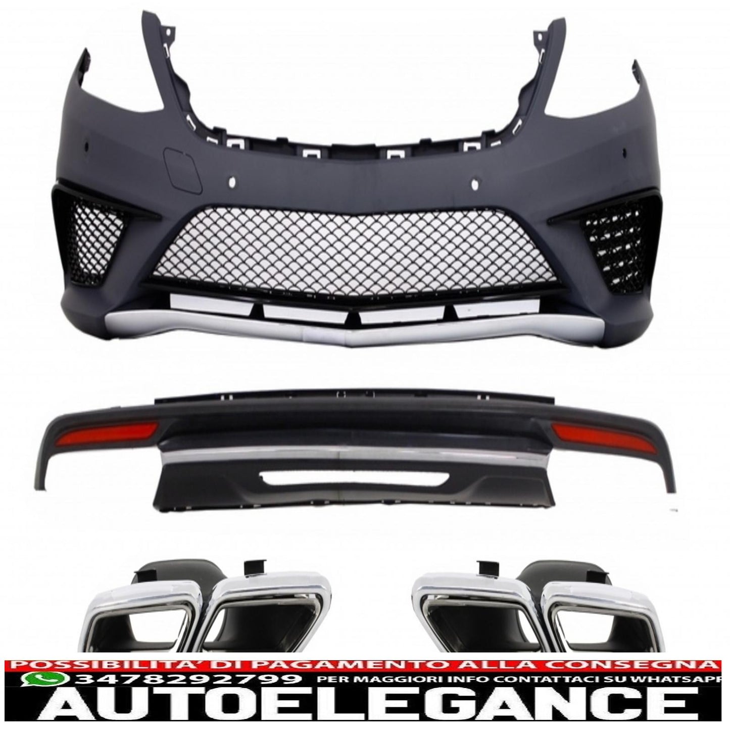 Body kit diffuser bumper suitable for mercedes s class w222 sport line package (2013-06.2017) exhaust muffler tips design s63 