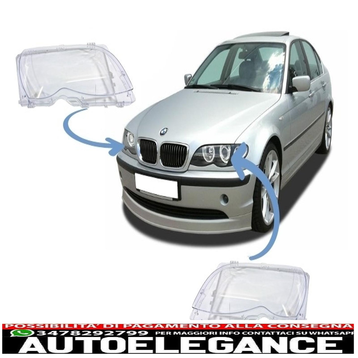 Headlight lenses suitable for bmw 3 series e46 lci facelift sedan/touring (2001-2004)