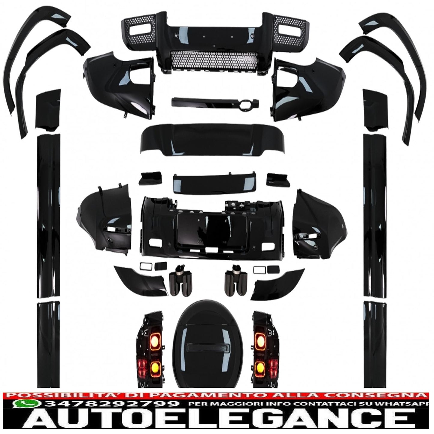 body kit suitable for Land Rover Defender Suv L663 (2019 onwards) piano black 