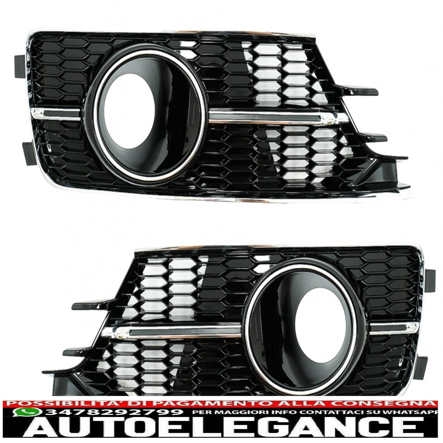 coperture inferiori della griglia del paraurti griglie laterali adatte per audi a6 c7 4g facelift (2015-2018) pianoforte nero e cromato AUTOELEGANCERICAMBI