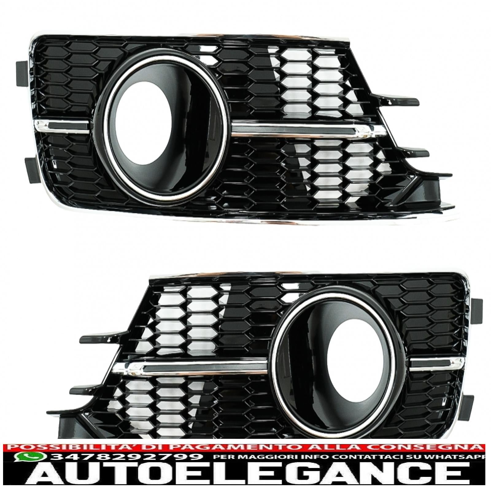 coperture inferiori della griglia del paraurti griglie laterali adatte per audi a6 c7 4g facelift (2015-2018) pianoforte nero e cromato AUTOELEGANCERICAMBI