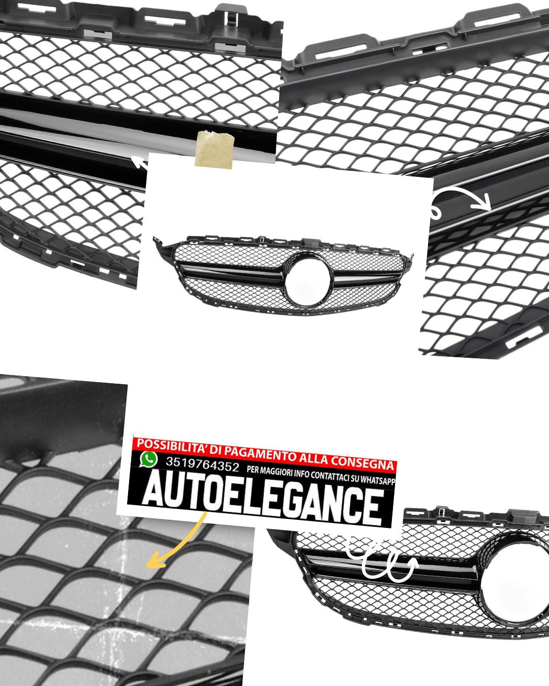 GT Panamericana Grille Suitable For Mercedes C Class W205 S205 A205 Black 