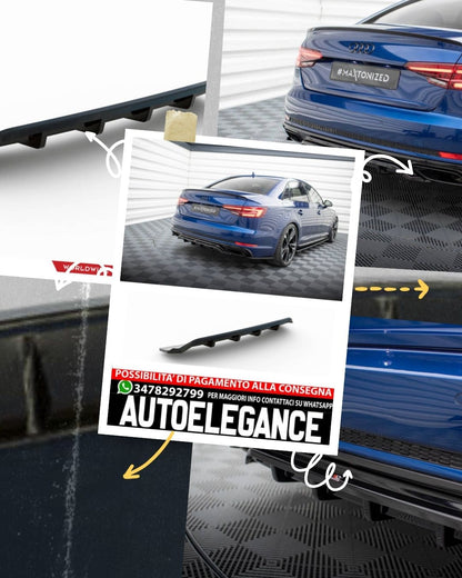 SPLITTER POSTERIORE CENTRALE (CON BARRE VERTICALI) adatto per AUDI A4 COMPETITION B9 2019