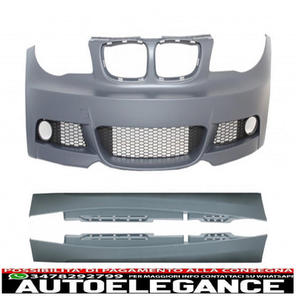 paraurti anteriore con minigonne laterali adatto per bmw serie 1 e87 (2009-2012) m-tech m-technik design