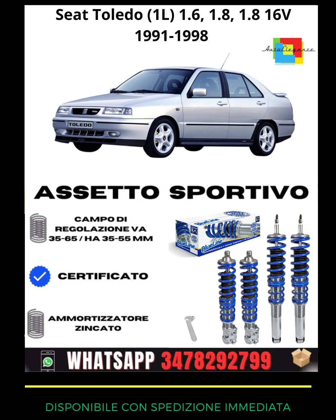 🔥Assetto sportivo adatto per Seat Toledo (1L) 1.6, 1.8, 1.8 16V 1991-1998🔥