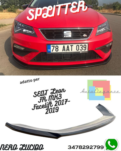 Splitter Anteriore SEAT Leon FR MK3 Facelift 2017-2019 Versione 2 Con ABE TÜV