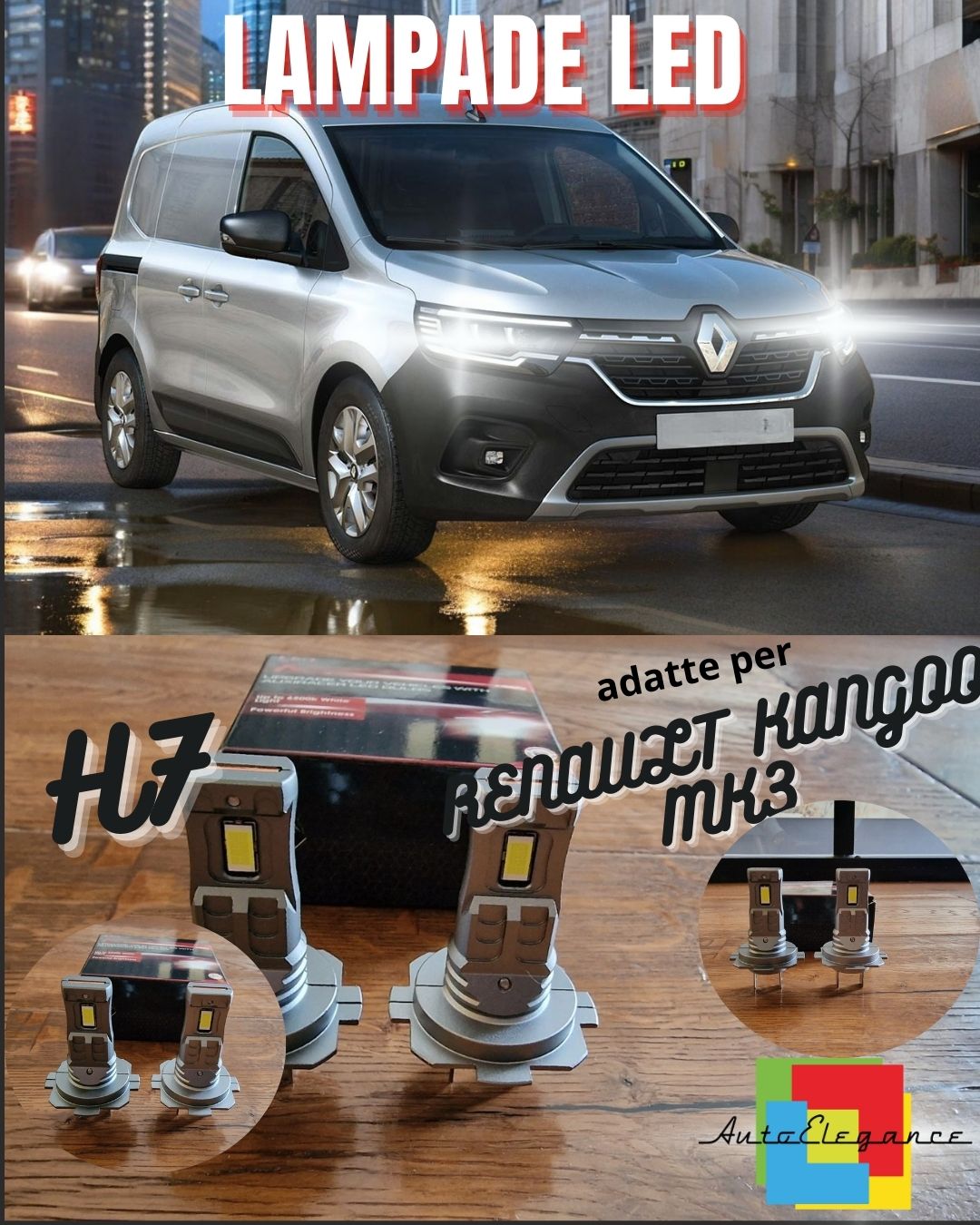 H7 LED KIT FOR RENAULT KANGOO MK3 III 6000K 6000 LUMEN CANBUS LOW BEAM 